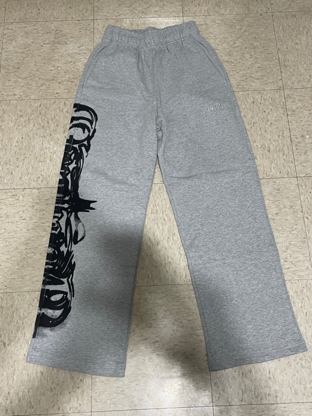 Vetements Grey Sweatpants with Black Side Graphic